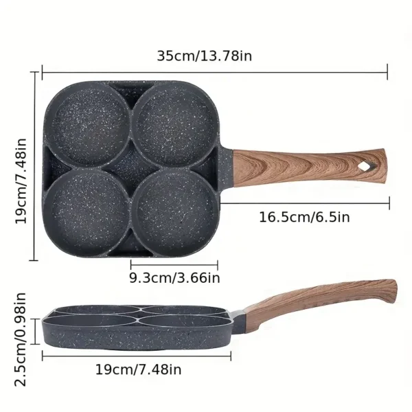 Versatile 4-Hole Non-Stick Frying Pan for Omelettes - Image 4